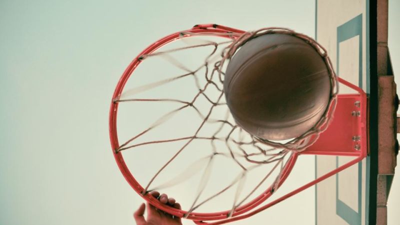Basketball Rim with Ball in Net